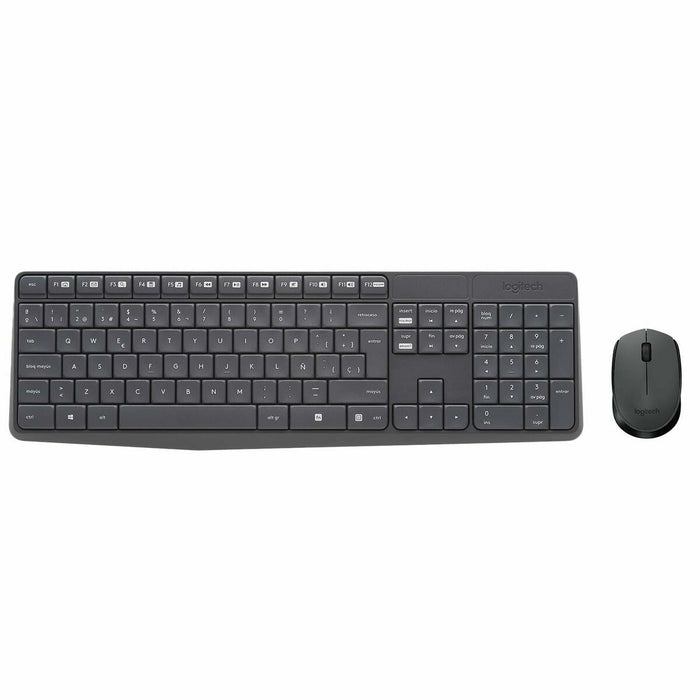 Kлаиатура с безжична мишка Logitech 920-007919 Черен Сив Испанска Qwerty