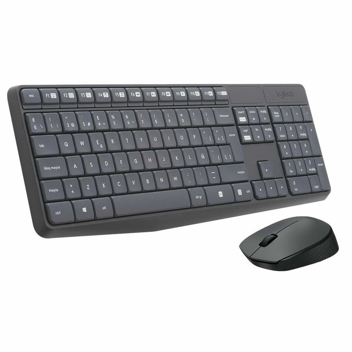 Kлаиатура с безжична мишка Logitech 920-007919 Черен Сив Испанска Qwerty