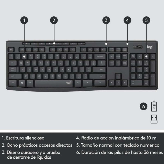 Kлаиатура с безжична мишка Logitech MK295 Сив Испанска Qwerty