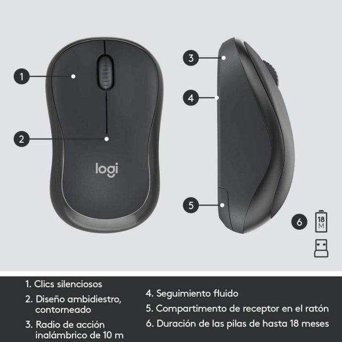 Kлаиатура с безжична мишка Logitech MK295 Сив Испанска Qwerty