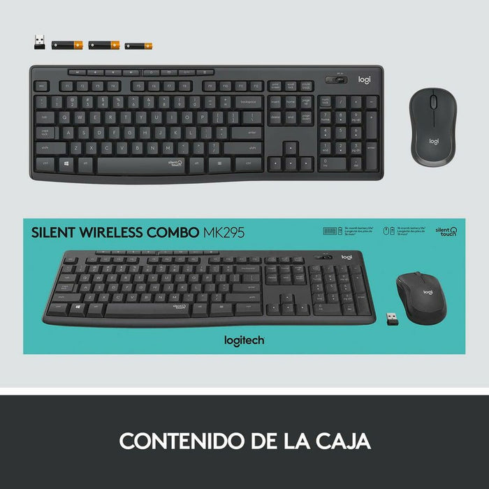 Kлаиатура с безжична мишка Logitech MK295 Сив Испанска Qwerty