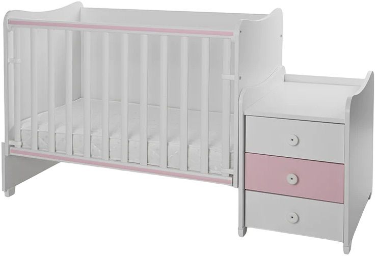 Легло Lorelli - Maxi Plus, 3Box, 70 х 160 cm, бяло/orchid pink