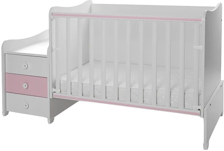Легло Lorelli - Maxi Plus, 3Box, 70 х 160 cm, бяло/orchid pink