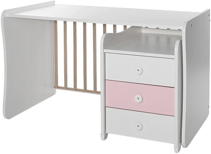 Легло Lorelli - Maxi Plus, 3Box, 70 х 160 cm, бяло/orchid pink
