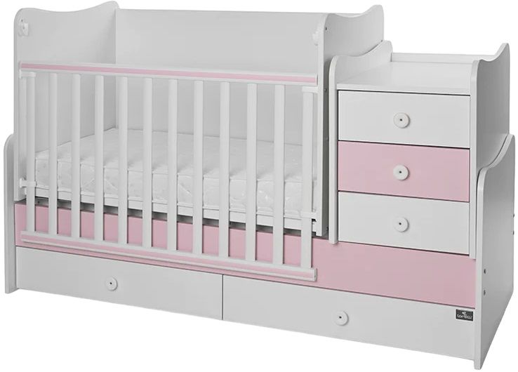 Легло Lorelli - Maxi Plus, 3Box, 70 х 160 cm, бяло/orchid pink