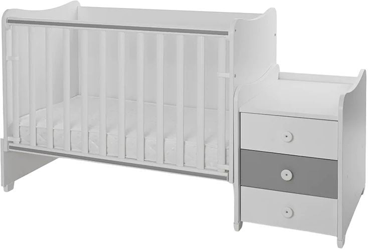 Легло Lorelli - Maxi Plus, 3Box, 70 х 160 cm, бяло/stone grey