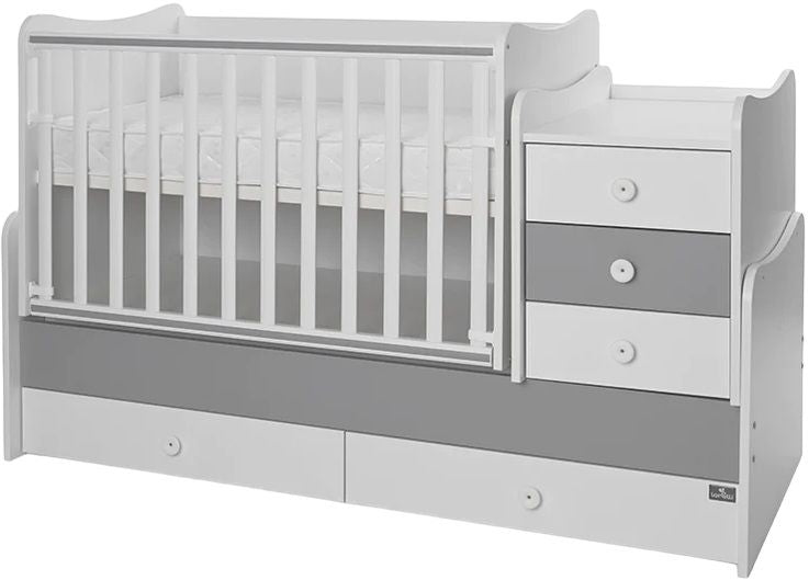 Легло Lorelli - Maxi Plus, 3Box, 70 х 160 cm, бяло/stone grey