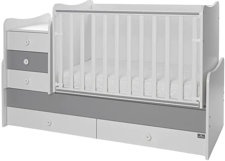 Легло Lorelli - Maxi Plus, 3Box, 70 х 160 cm, бяло/stone grey