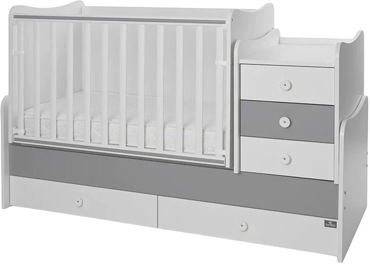 Легло Lorelli - Maxi Plus, 3Box, 70 х 160 cm, бяло/stone grey
