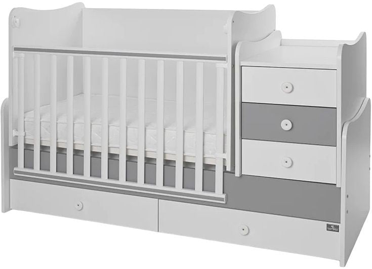 Легло Lorelli - Maxi Plus, 3Box, 70 х 160 cm, бяло/stone grey