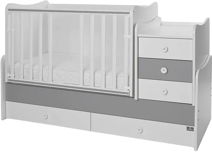 Легло Lorelli - Maxi Plus, 3Box, 70 х 160 cm, бяло/stone grey