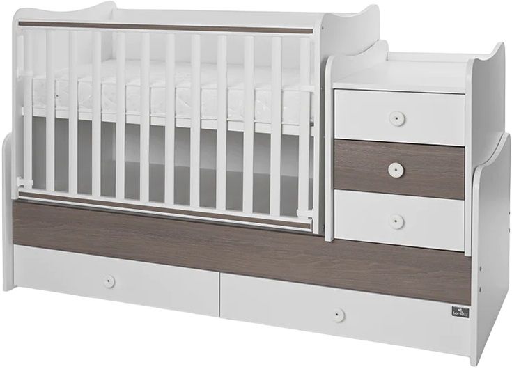 Легло Lorelli - Maxi Plus, 3Box, 70 х 160 cm, бяло/кафе