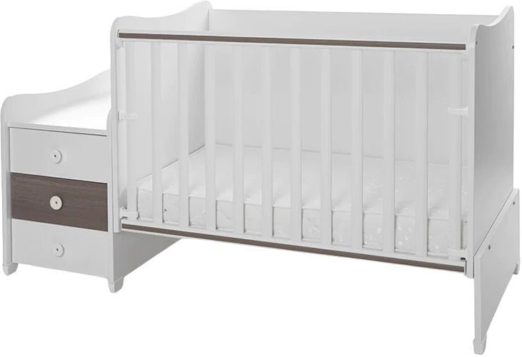 Легло Lorelli - Maxi Plus, 3Box, 70 х 160 cm, бяло/кафе