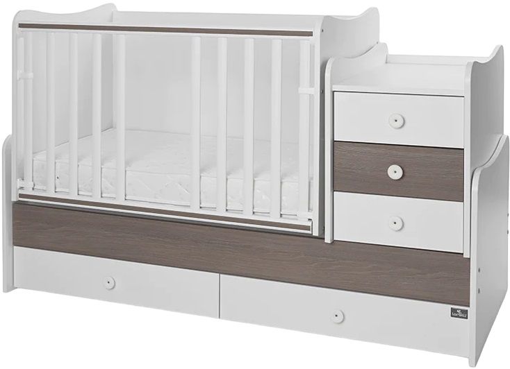 Легло Lorelli - Maxi Plus, 3Box, 70 х 160 cm, бяло/кафе