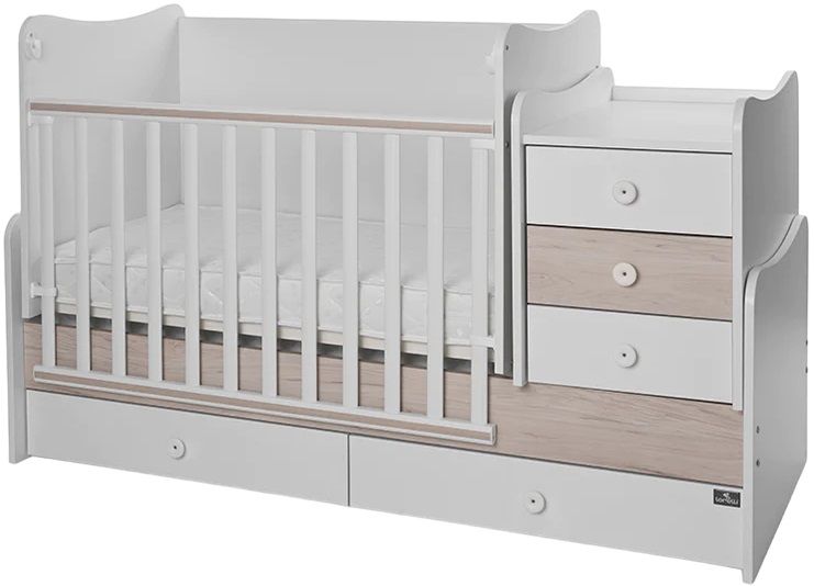 Легло Lorelli - Maxi Plus, 3Box, 70 х 160 cm, бяло/светъл дъб