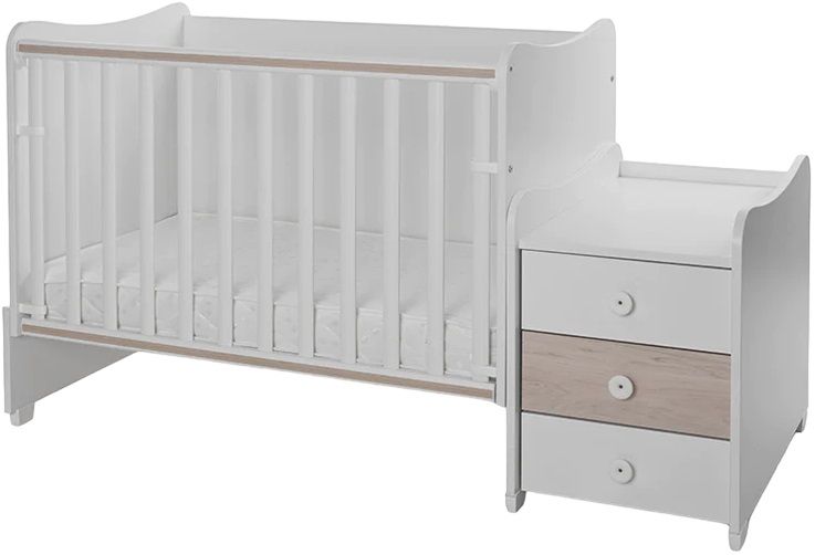 Легло Lorelli - Maxi Plus, 3Box, 70 х 160 cm, бяло/светъл дъб