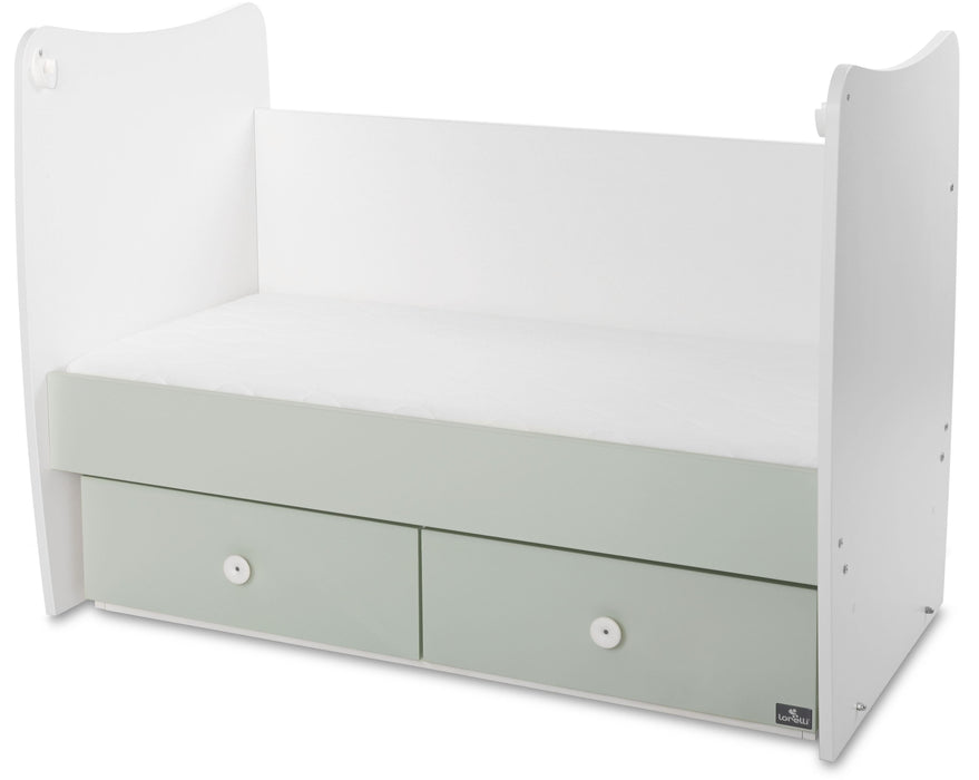 Трансформиращо се легло Lorelli - Matrix, 60 х 120 cm, бяло/Milky Green