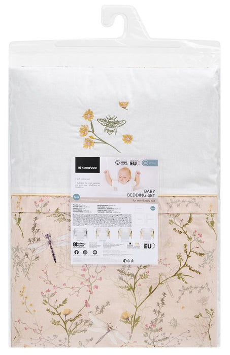 Бебешки спален комплект KikkaBoo Secret Garden - За мини кошара, 5 части, Beige