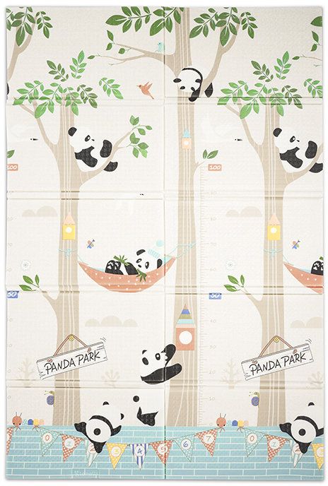 Двулицево термо килимче за игра Lorelli - 180 x 120 x 1 cm, Panda Park