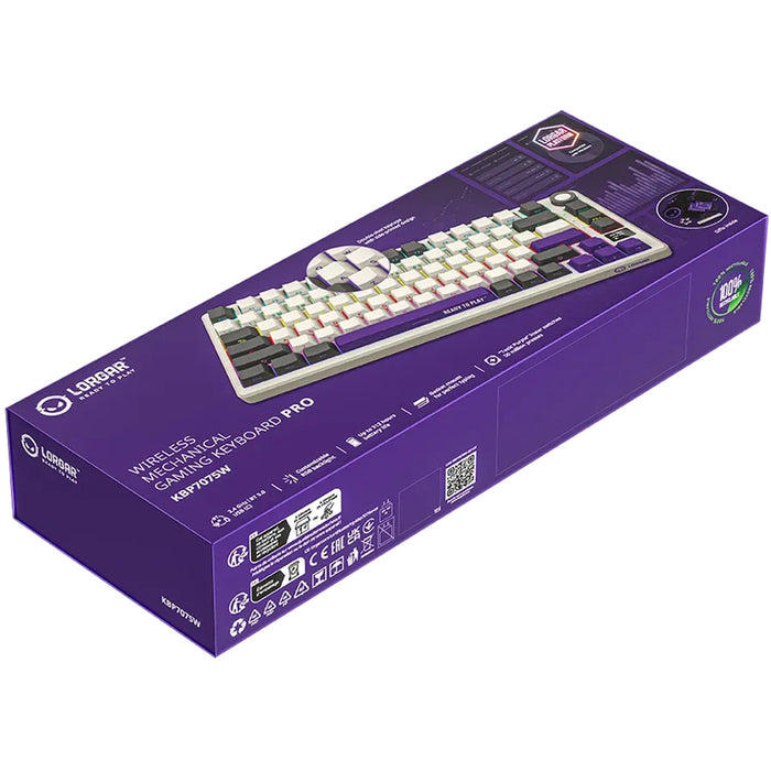 Безжична Клавиатура LORGAR KBP7075W BEIGE, GRAY, PURPLE LRG-KBP7075W-RT-US