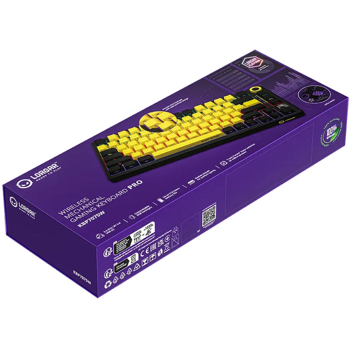 Безжична Клавиатура LORGAR KBP7075W BLACK YELLOW LRG-KBP7075W-YL-US