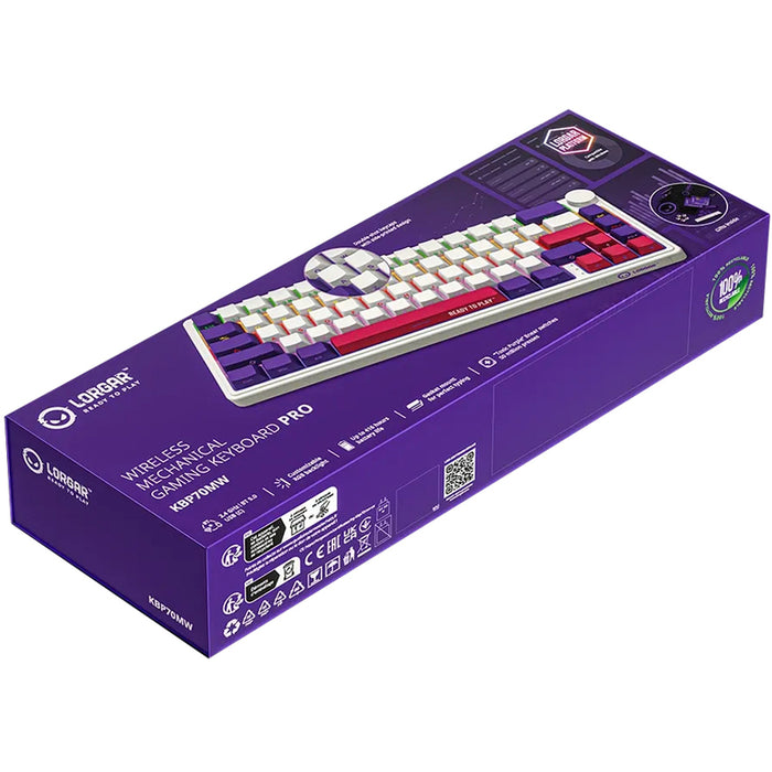 Безжична Клавиатура LORGAR BP70MW WHITE PURPLE PINK LRG-KBP70MW-WH-US