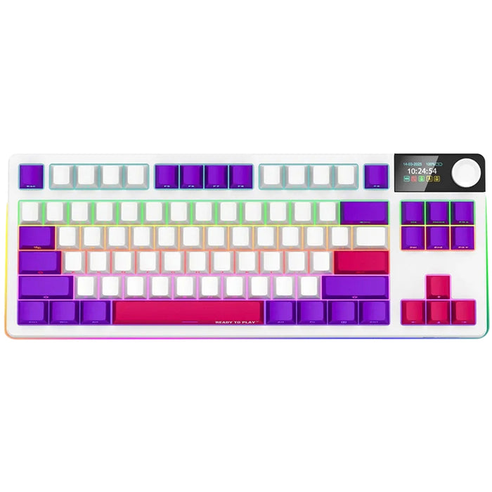 Безжична Клавиатура LORGAR KBP70TKLW WHITE PURPLE PINK LRG-KBP70TKLW-WH-US