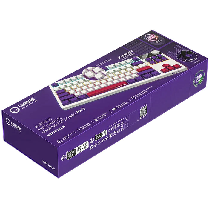 Безжична Клавиатура LORGAR KBP70TKLW WHITE PURPLE PINK LRG-KBP70TKLW-WH-US
