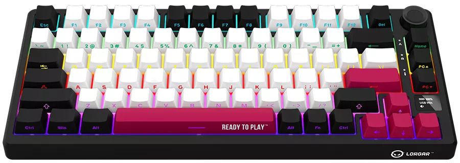 Механична клавиатура Lorgar - KBP7075W, безжична, Linear, RGB, черна/червена
