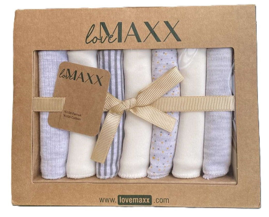 Памучни пелени LoveMAXX - 7 броя, 20 х 20 cm, сиви, асортимент