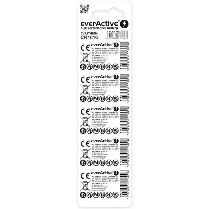 Литиева батерия мини everActive CR1616 - блистер 5 бр.