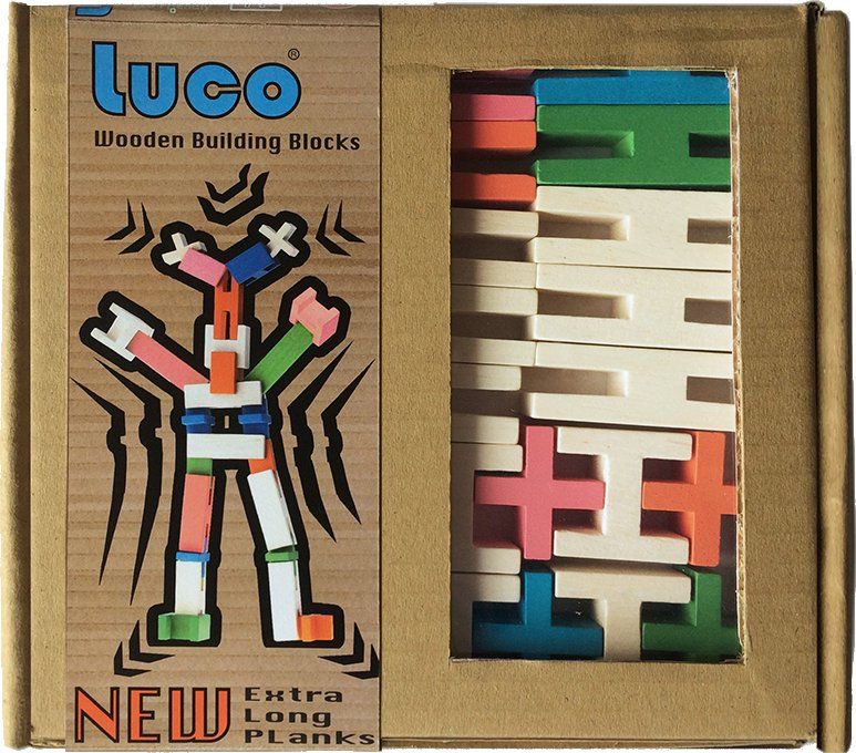 Дървен конструктор Luco - 42 цветни части