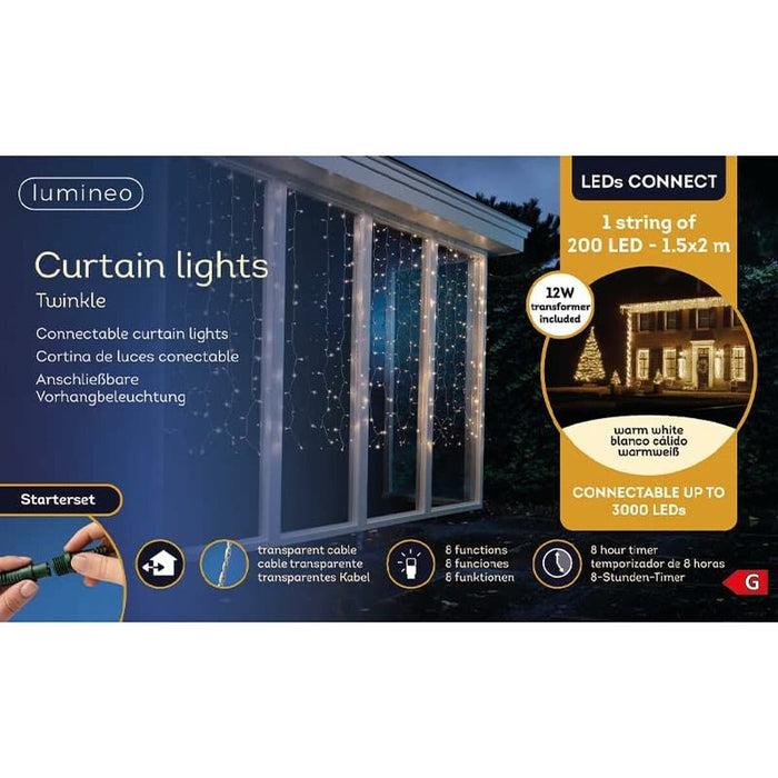 LED Светлинна Завеса Lumineo Топло Бяло