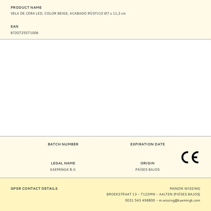 LED Свещ Lumineo Бежов Сметана Ø 7 x 11,2 cm (AAA)