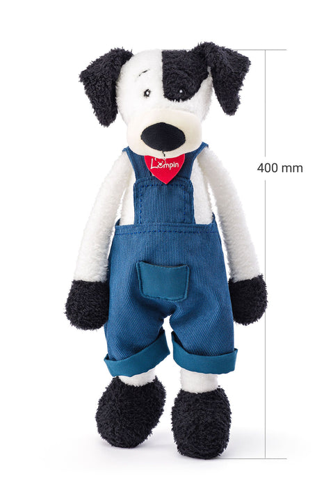 Плюшена играчка Lumpin - Кучето Федерико, със син гащеризон, 40 cm