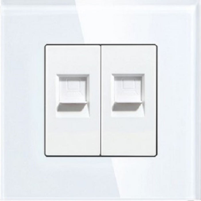 РОЗЕТКА 2XRJ45 CAT5 РАМКА СТЪКЛО БЯЛА LUXON