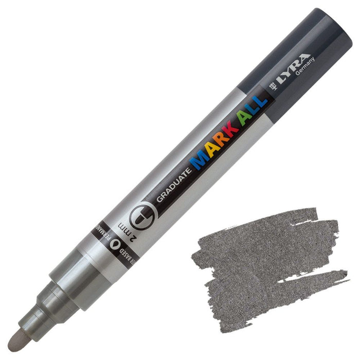 Акрилен маркер Lyra Graduate Mark All - 2.0 mm, сребрист