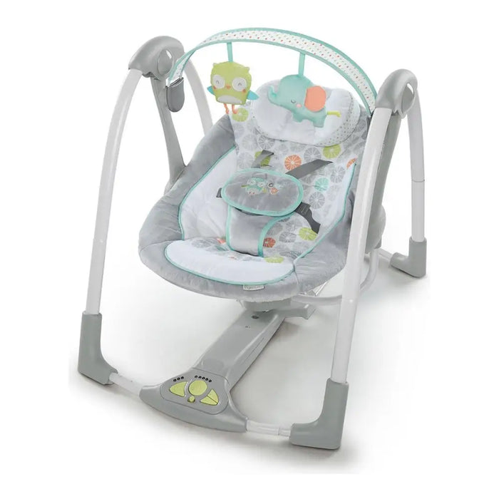 Люлеещ се стол Ingenuity Compact Swing - Hugs & Hoots Бял