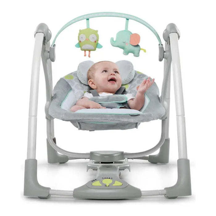 Люлеещ се стол Ingenuity Compact Swing - Hugs & Hoots Бял