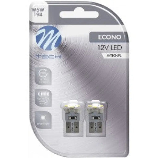 M-TECH ECONO LED W5W 4xSMD2835 6000K 0,5W 12V BLISTER X2 PCS