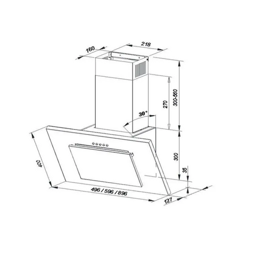 MAAN Vertical P 2 60 Навес за стенен монтаж 310 m3/h Черен