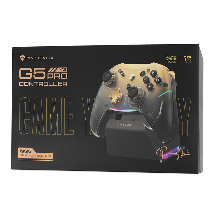 Machenike G5Pro Premium Edition безжичен гейм контролер със зарядна станция - черно и златисто
