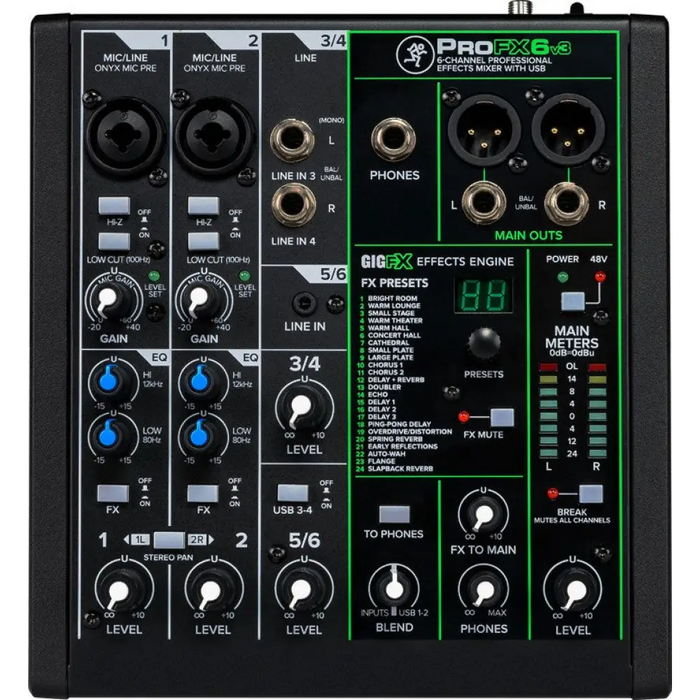 Mackie ProFX6v3 - 6-канален аналогов миксер с USB интерфейс