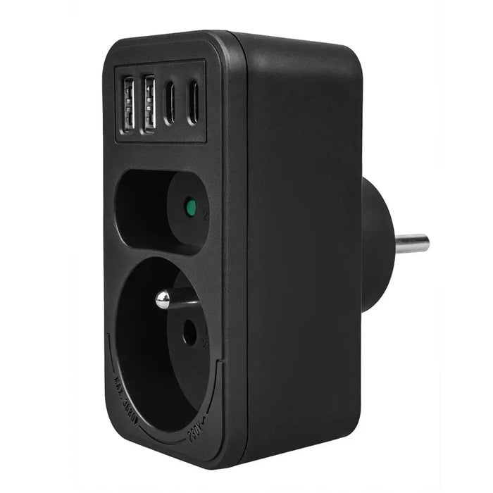 Maclean токов контакт x2 + 4xUSB разклонител с 2 гнезда