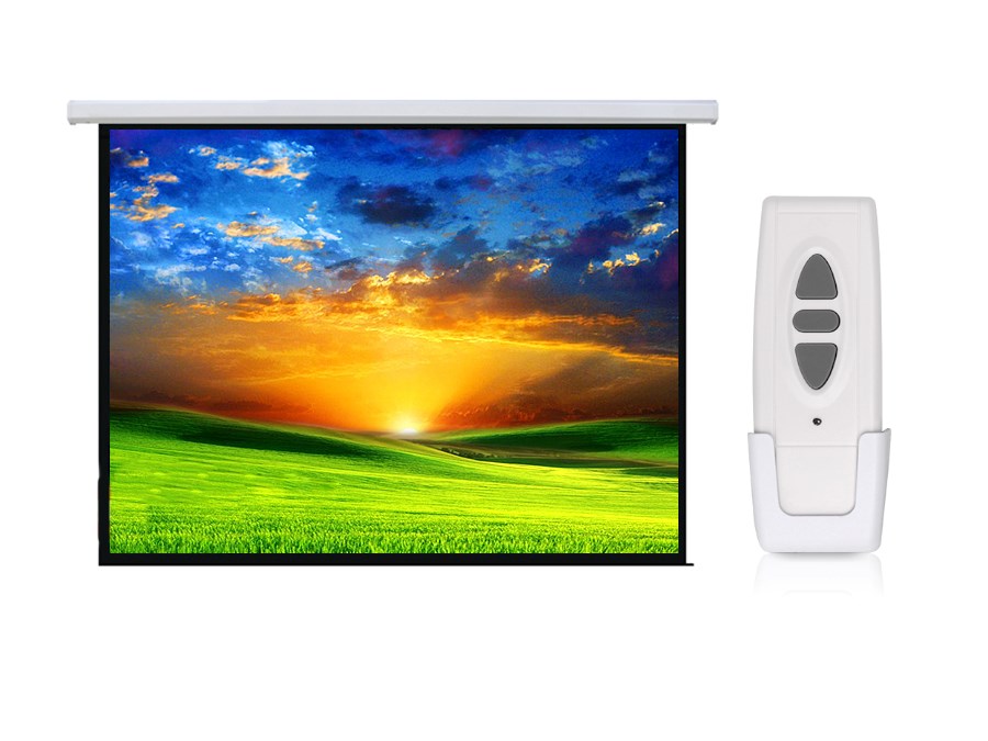 Maclean MC-561 електрически проекционен екран 135" 300x168см 16:9 със стенен контрол и дистанционно управление