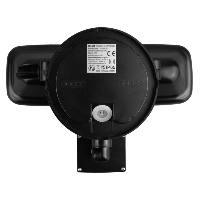 LED стенна лампа Maclean, с PIR сензор, 20W, 1500lm, IP65, неутрално бяла 4000K, черна, MCE524 B