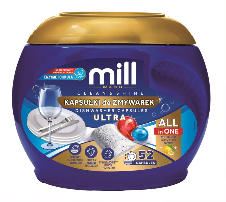 Капсули за съдомиялна машина MILL CLEAN&SHINE Ultra 52, 3 кг