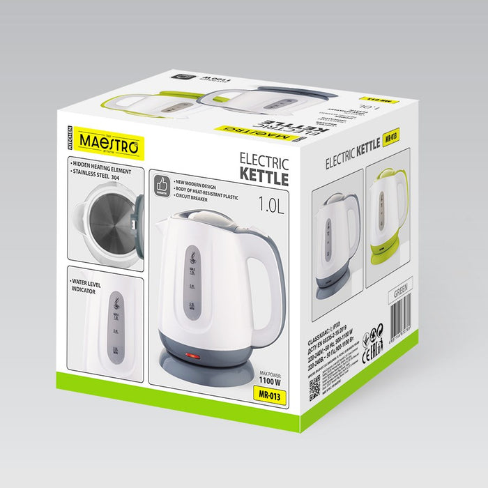 Електрическа кана MAESTRO MR013 1 л 1100 W (MR-013-GREEN) Зелен, Бял