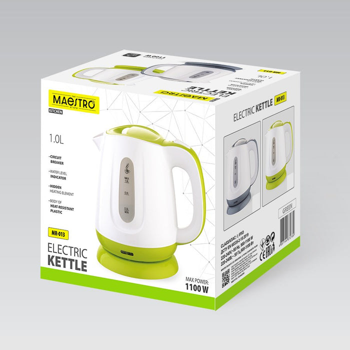 Електрическа кана MAESTRO MR013 1 л 1100 W (MR-013-GREEN) Зелен, Бял