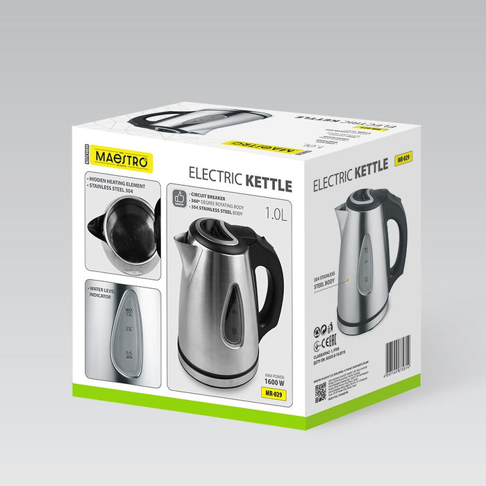 Електрическа кана MAESTRO MR-029NEW 1л Неръждаема стомана 1600 W